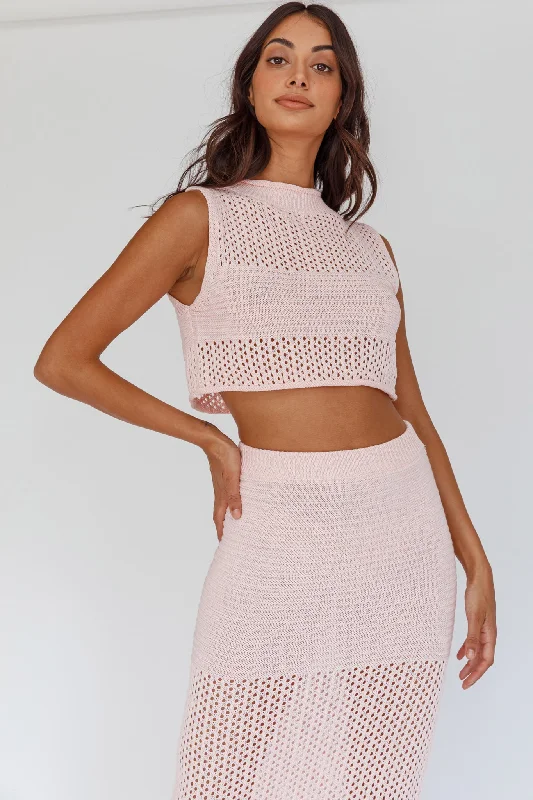 Bayside Sleeveless Crochet Top Pink