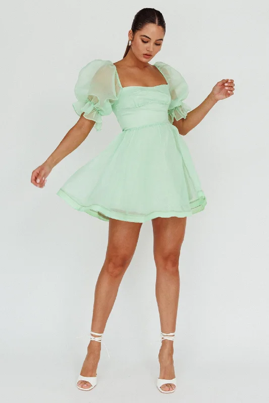 I've Got Sunshine Puff Sleeve Mini Dress Mint