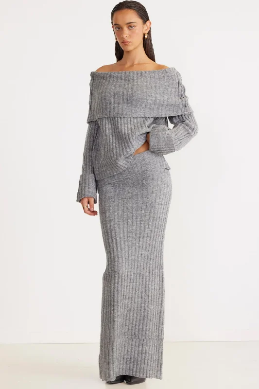 SNDYS Brooks Off Shoulder Jumper Grey