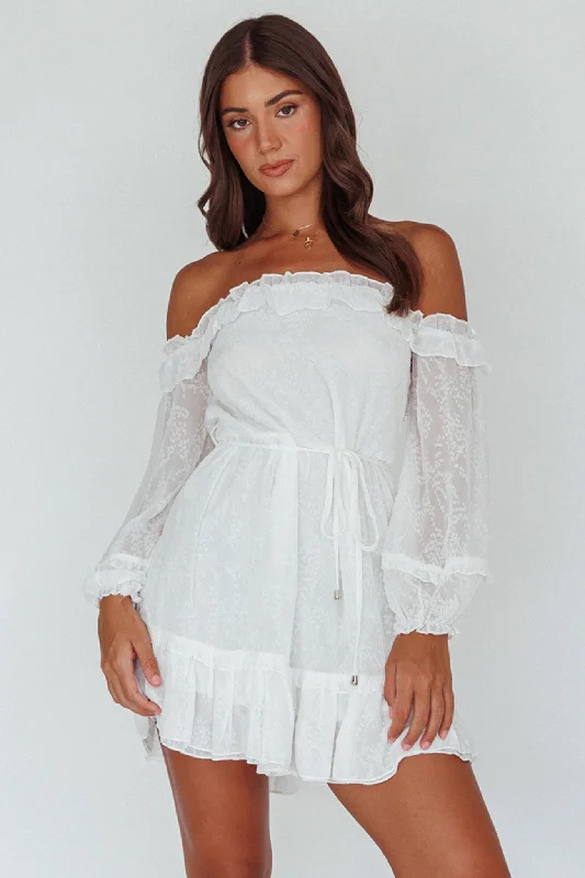 Tracee Bardot Lace Mini Dress White