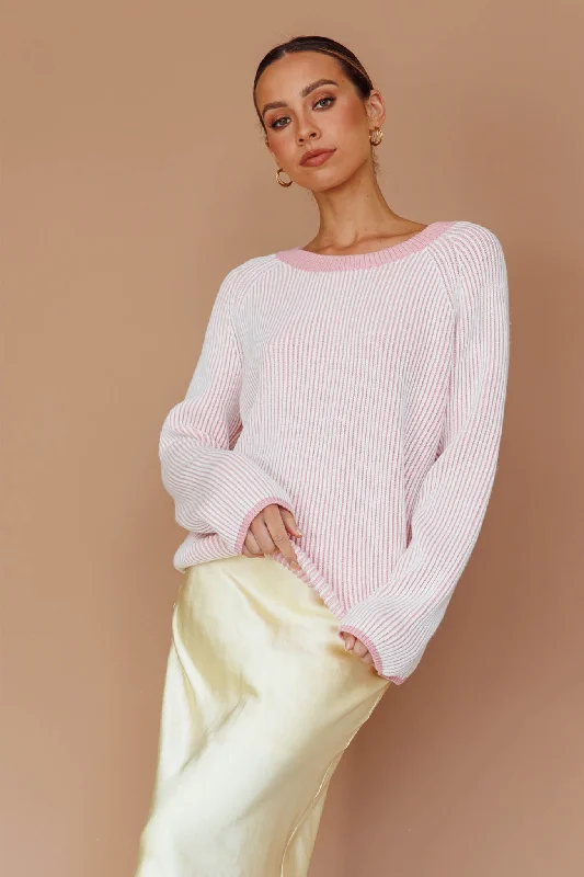 Trafalgur Ribbed Knit Sweater Pink