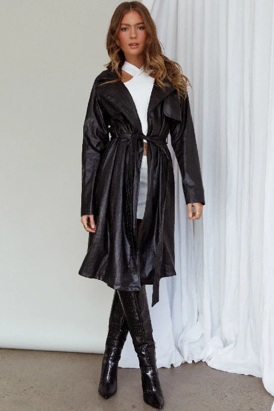 Wilhelmina Long Jacket Embossed Black