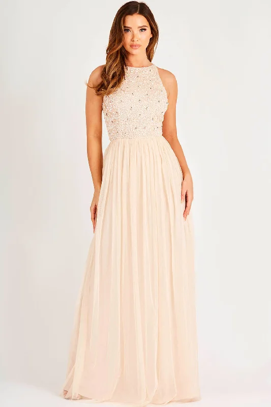 Kahlo Picasso Blush Bridesmaid Maxi Dress