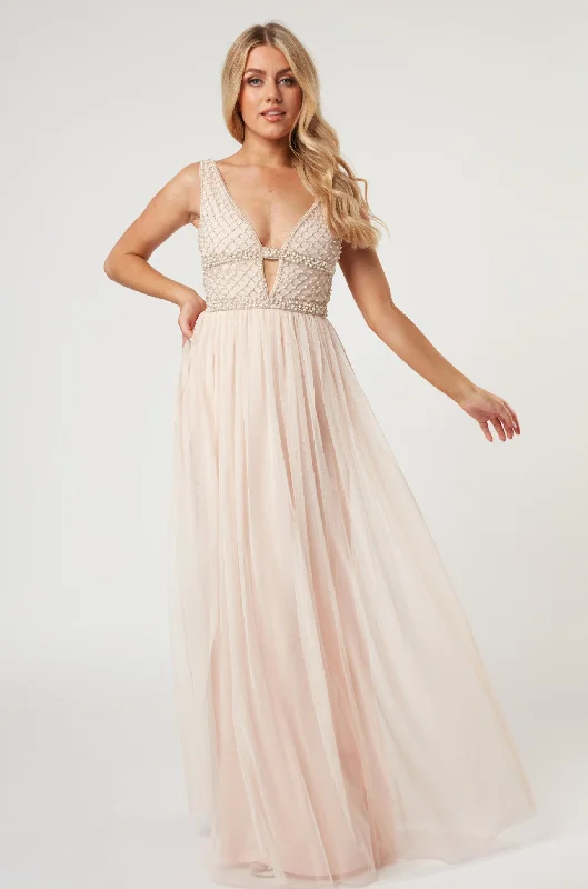 Myla Nude Embellished Maxi Dress