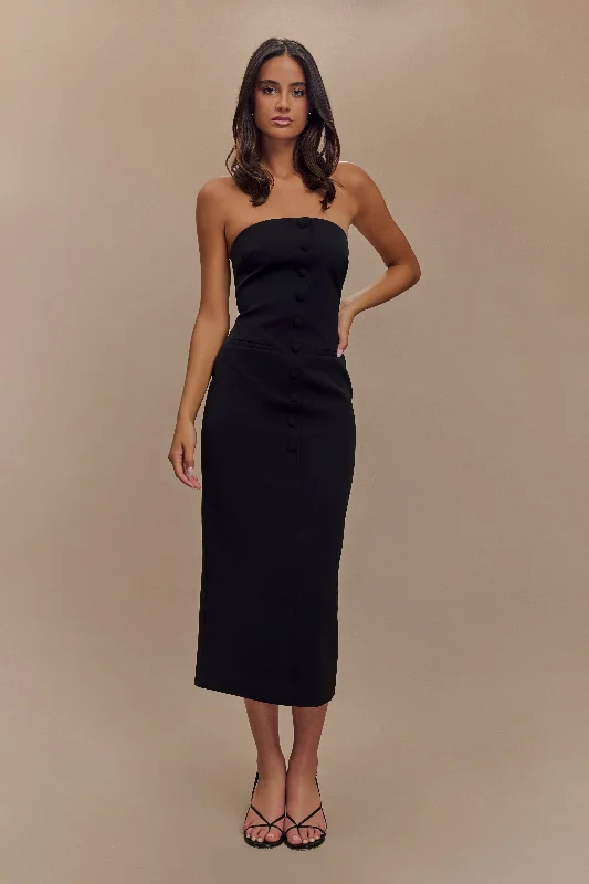 Sussan Strapless Midi Dress - Black