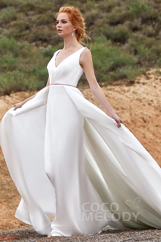 A-Line Chapel Train Pearl yarn Wedding Dress LD5803