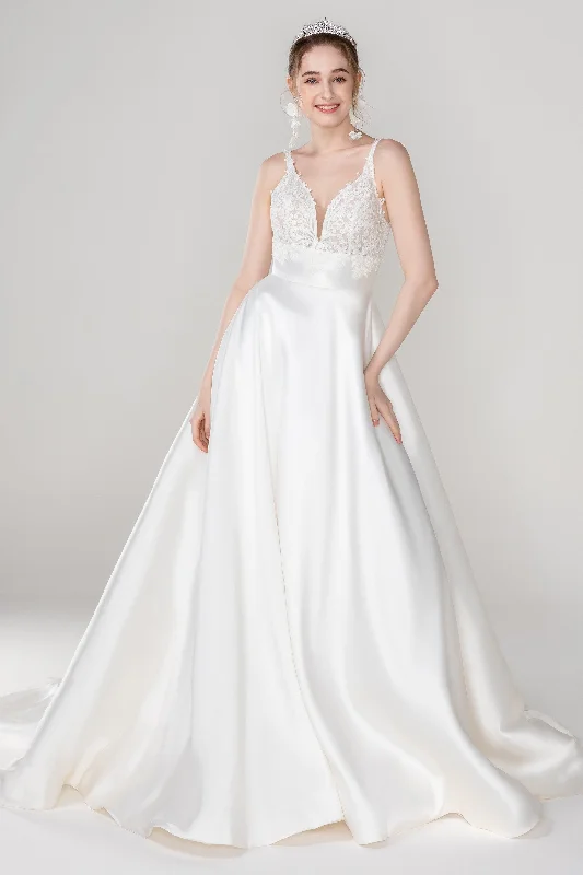 A-Line Court Train Mikado Wedding Dress CW2449