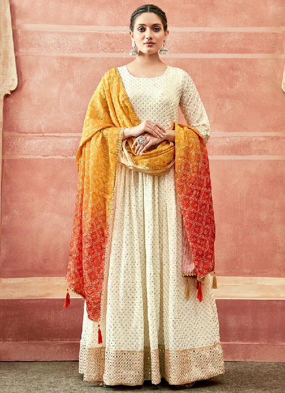 Off White Sequence Embroidered Designer Anarkali Suit