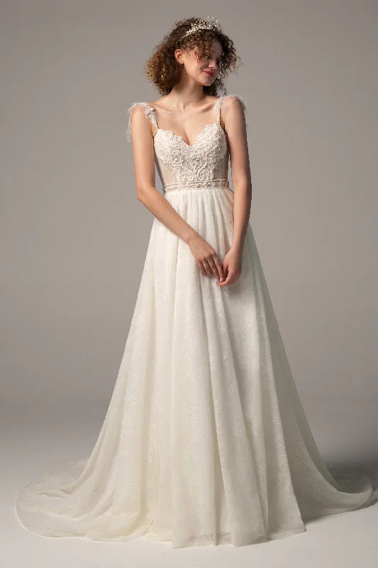 A-Line Court Train Lace Wedding Dress CW2378