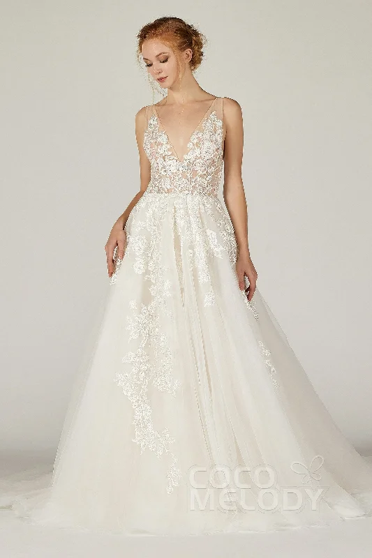 A-Line Court Train Tulle Wedding Dress CW2290