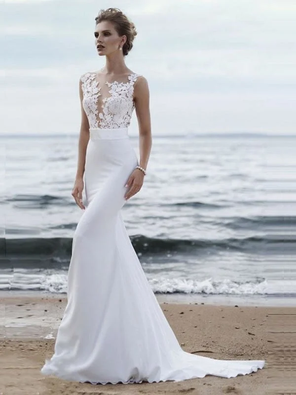 Elegant Appliques Lace Mermaid Wedding Dresses