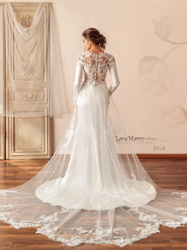 LINA TRAIN / Detachable Tulle Train with Lace Decoration