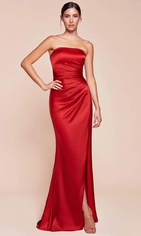 Cinderella Divine 7451 - Strapless Satin Long Gown