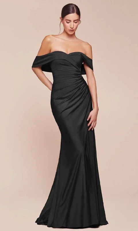 Cinderella Divine CD790C - Off Shoulder Satin Plus Gown