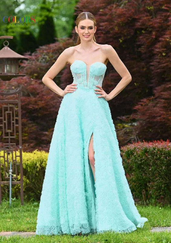 Colors Dress 3507 - Strapless Sheer Corset Bodice Prom Gown