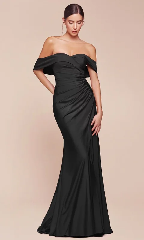 Ladivine CD790C - Off Shoulder Satin Plus Gown