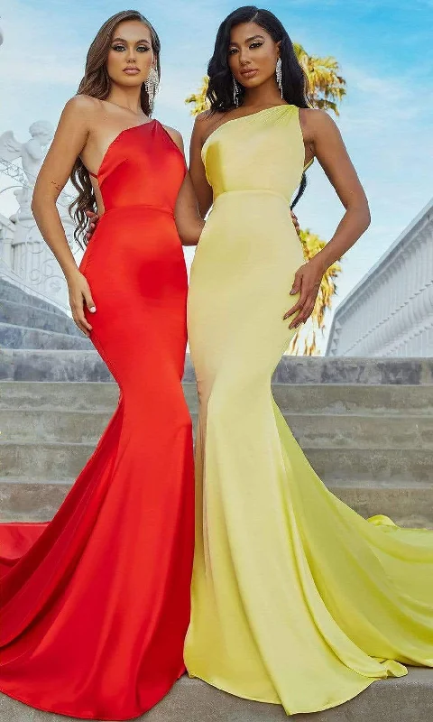 Portia and Scarlett - PS22358 Asymmetric Neck Trumpet Gown With Train