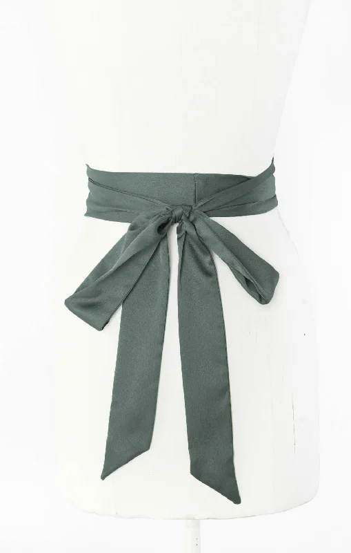 Bridesmaid Sash ~ Deep Sage Luxe Satin