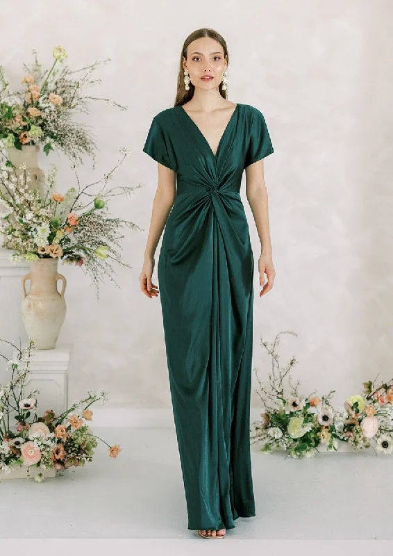 Camilla Bridesmaid Dress In Emerald Satin