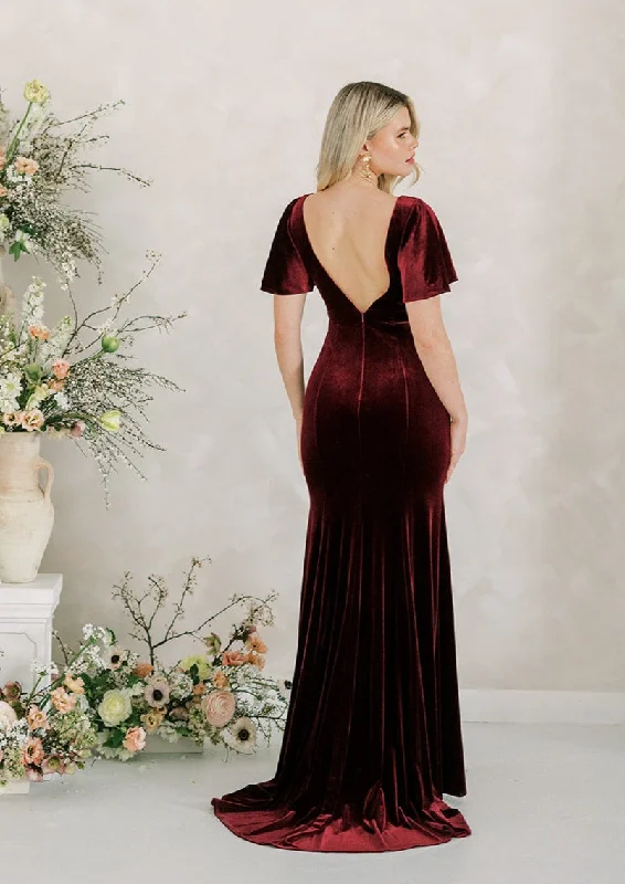 Celeste Velvet Bridesmaid Dress In Roseberry