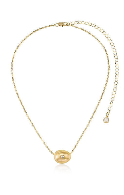 Ettika Crystal Dot Pebble Pendant Necklace ~ Gold