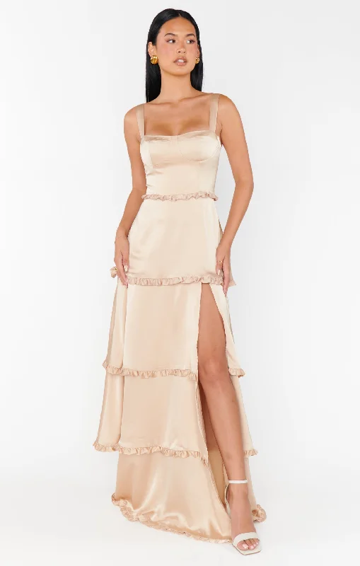 Lady Corset Dress ~ Champagne Luxe Satin