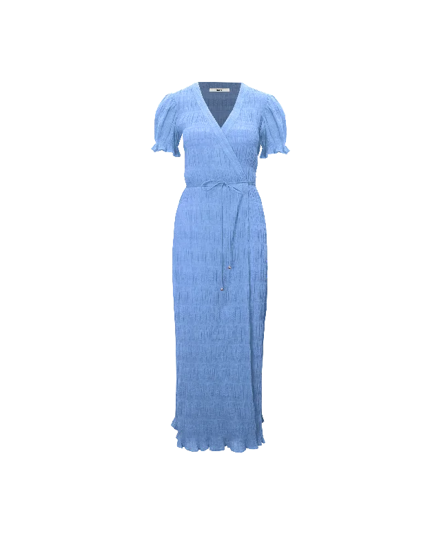 MIRELLA SHORT SLEEVE WRAP DRESS CORNFLOWER