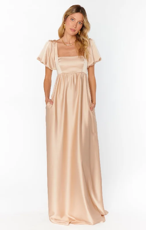 Nora Maxi Dress ~ Champagne Luxe Satin