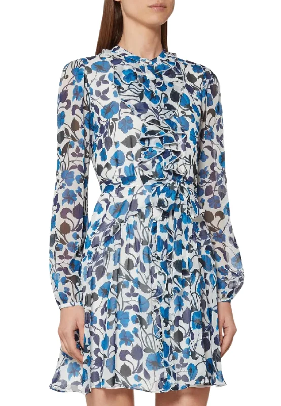 Blue Tilly Floral Silk Mini Dress