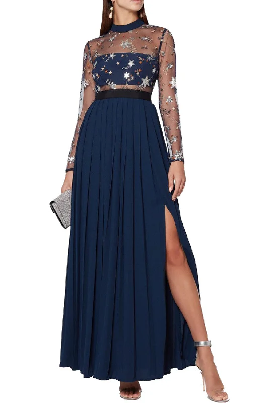 Navy Star Tulle Embellished Gown (UK 8)